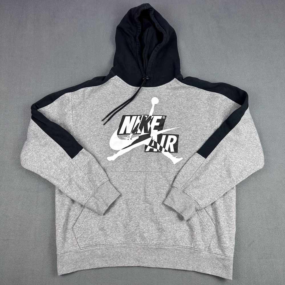 Jordan Jumpman Air Hoodie Mens Large Grey Black Pullover Sweatshirt CK6737-091